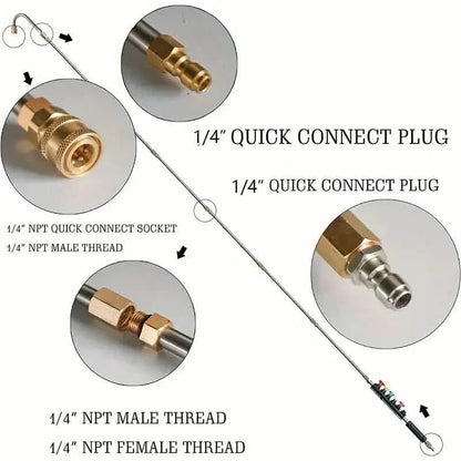 High Pressure Washer Extension Wand, 1/4" Quick Connect Power Washer Lance With 6 Nozzle Tips - A-1 Thread Vault