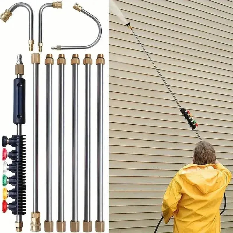 High Pressure Washer Extension Wand, 1/4" Quick Connect Power Washer Lance With 6 Nozzle Tips - A-1 Thread Vault