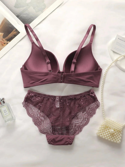 High Quality Hot Selling Sexy Women's Wireless Two-piece Butterfly Solid Color Underwear Women's Lace Underwear Set B2046 - A-1 Thread Vault