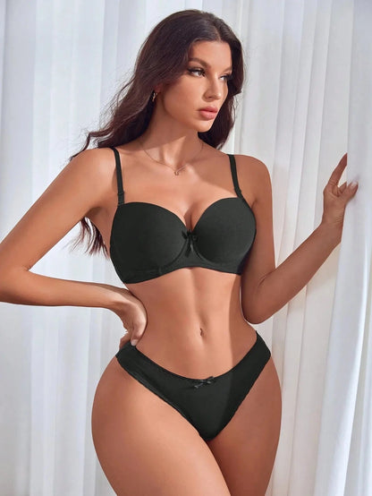 High Quality Sexy Lingerie Set For Women's Lace Up Steel Ring Push Ups 2-piece Set For Daily Underwear Set A2127 - A-1 Thread Vault