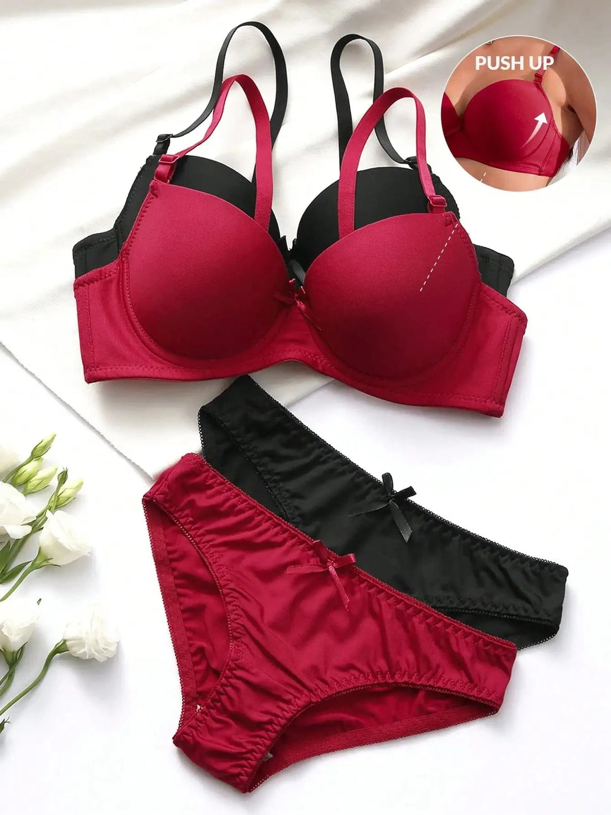 High Quality Sexy Lingerie Set For Women's Lace Up Steel Ring Push Ups 2-piece Set For Daily Underwear Set A2127 - A-1 Thread Vault