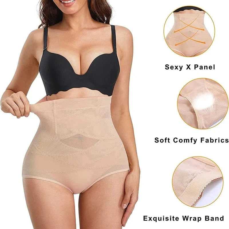 High Waisted Body Shaper X-shaped Girdles Tummy Control Shapewear Panties Slimming Waist Trainer Butt Lifter Underwear Shapers - A-1 Thread Vault
