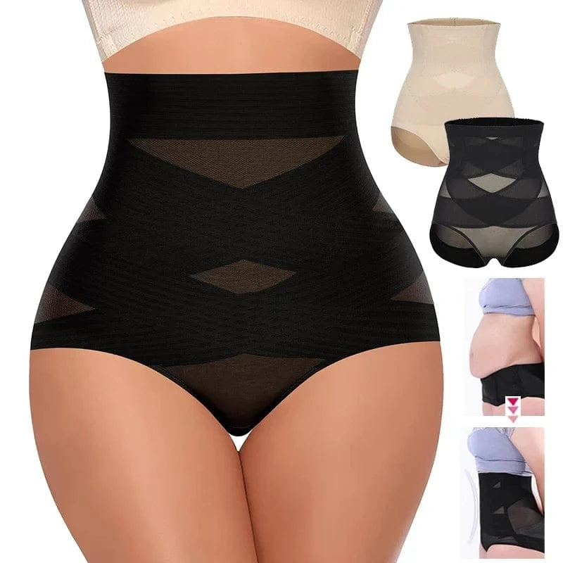 High Waisted Body Shaper X-shaped Girdles Tummy Control Shapewear Panties Slimming Waist Trainer Butt Lifter Underwear Shapers - A-1 Thread Vault