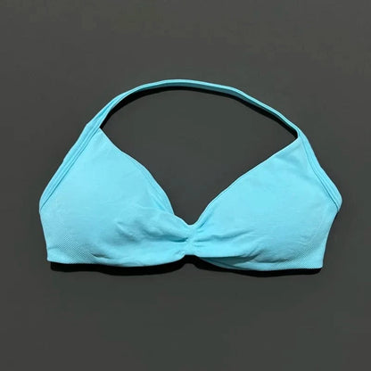 HISTELLO Impact Strappy Bra Gym Top Women High Support Thin Strap Halter Sports Seamless Bras Scrunch Push-up Workout Yoga Tanks - A-1 Thread Vault