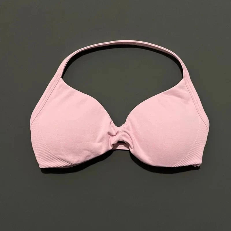 HISTELLO Impact Strappy Bra Gym Top Women High Support Thin Strap Halter Sports Seamless Bras Scrunch Push-up Workout Yoga Tanks - A-1 Thread Vault