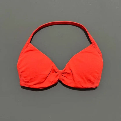 HISTELLO Impact Strappy Bra Gym Top Women High Support Thin Strap Halter Sports Seamless Bras Scrunch Push-up Workout Yoga Tanks - A-1 Thread Vault