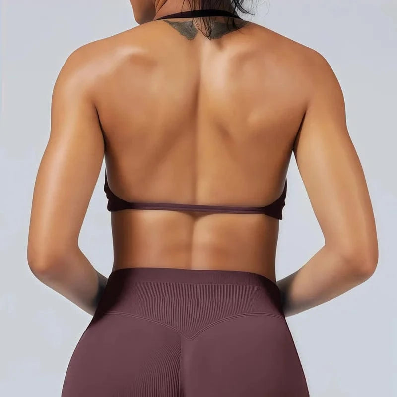 HISTELLO Impact Strappy Bra Gym Top Women High Support Thin Strap Halter Sports Seamless Bras Scrunch Push-up Workout Yoga Tanks - A-1 Thread Vault