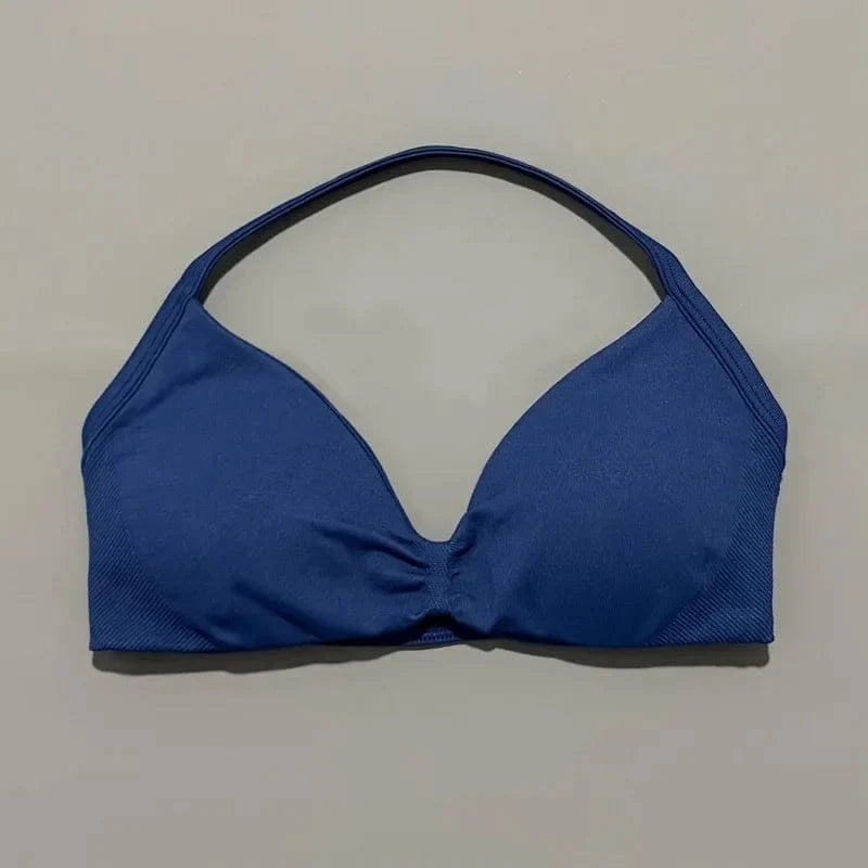 HISTELLO Impact Strappy Bra Gym Top Women High Support Thin Strap Halter Sports Seamless Bras Scrunch Push-up Workout Yoga Tanks - A-1 Thread Vault