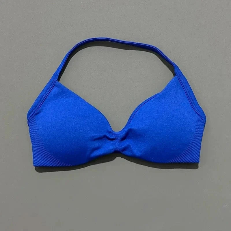 HISTELLO Impact Strappy Bra Gym Top Women High Support Thin Strap Halter Sports Seamless Bras Scrunch Push-up Workout Yoga Tanks - A-1 Thread Vault