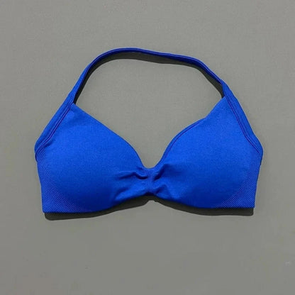 HISTELLO Impact Strappy Bra Gym Top Women High Support Thin Strap Halter Sports Seamless Bras Scrunch Push-up Workout Yoga Tanks - A-1 Thread Vault