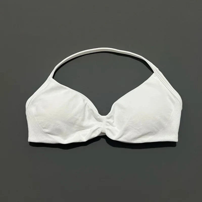 HISTELLO Impact Strappy Bra Gym Top Women High Support Thin Strap Halter Sports Seamless Bras Scrunch Push-up Workout Yoga Tanks - A-1 Thread Vault