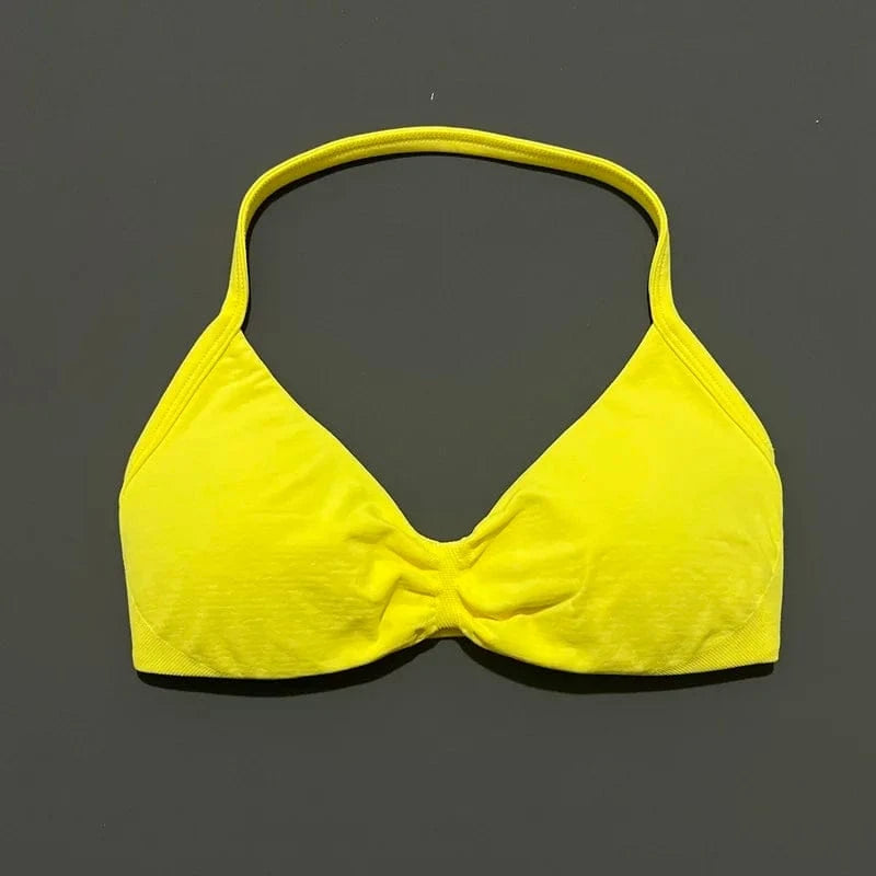 HISTELLO Impact Strappy Bra Gym Top Women High Support Thin Strap Halter Sports Seamless Bras Scrunch Push-up Workout Yoga Tanks - A-1 Thread Vault