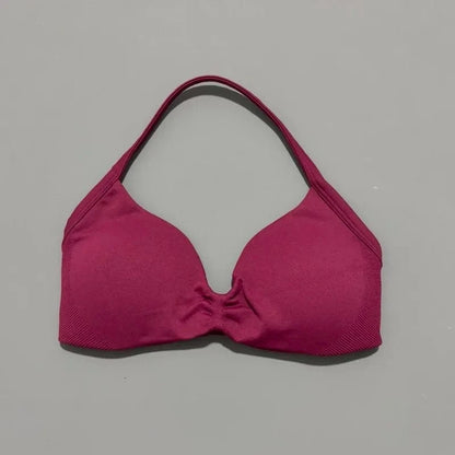 HISTELLO Impact Strappy Bra Gym Top Women High Support Thin Strap Halter Sports Seamless Bras Scrunch Push-up Workout Yoga Tanks - A-1 Thread Vault