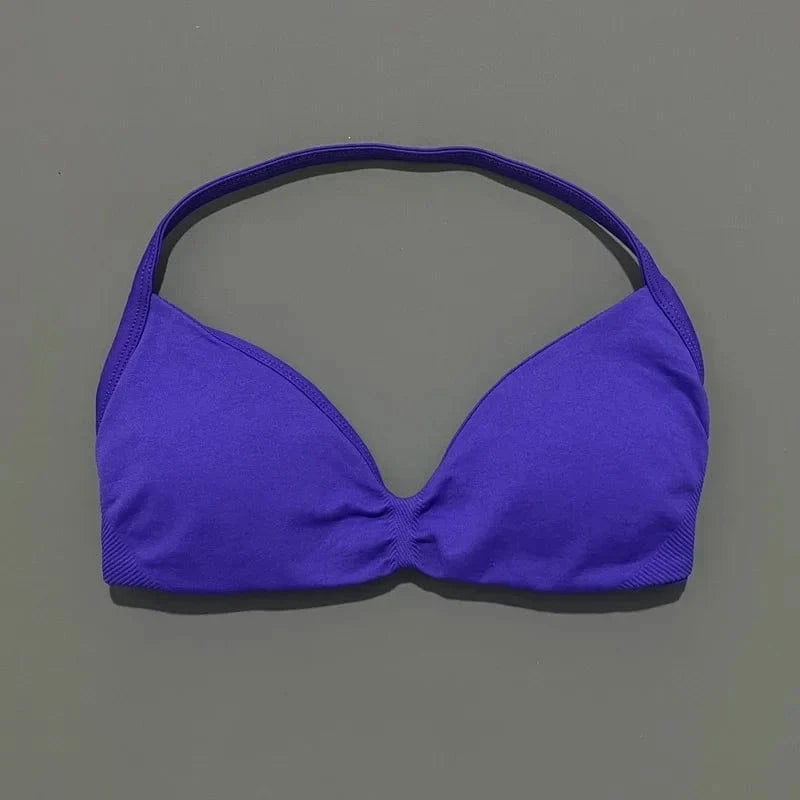 HISTELLO Impact Strappy Bra Gym Top Women High Support Thin Strap Halter Sports Seamless Bras Scrunch Push-up Workout Yoga Tanks - A-1 Thread Vault