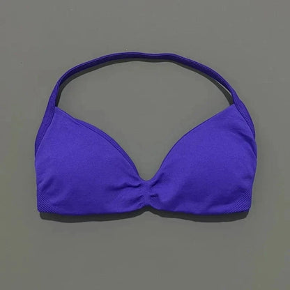 HISTELLO Impact Strappy Bra Gym Top Women High Support Thin Strap Halter Sports Seamless Bras Scrunch Push-up Workout Yoga Tanks - A-1 Thread Vault