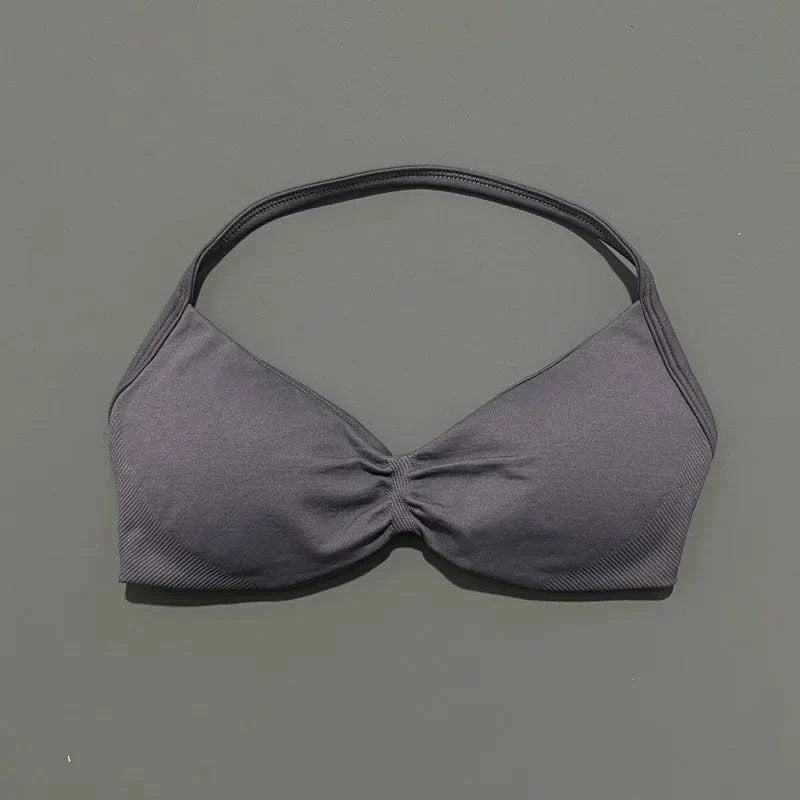 HISTELLO Impact Strappy Bra Gym Top Women High Support Thin Strap Halter Sports Seamless Bras Scrunch Push-up Workout Yoga Tanks - A-1 Thread Vault