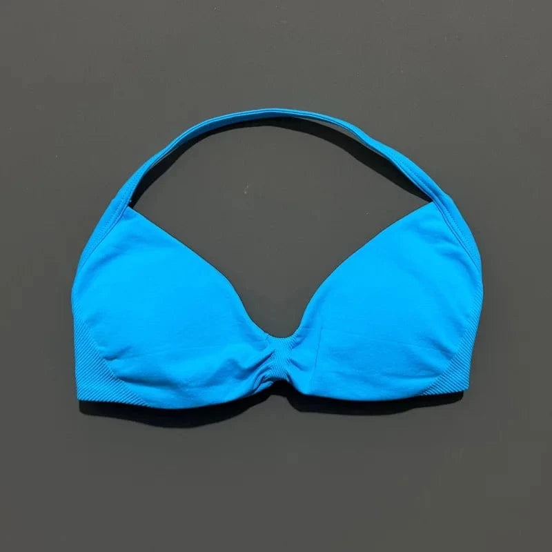 HISTELLO Impact Strappy Bra Gym Top Women High Support Thin Strap Halter Sports Seamless Bras Scrunch Push-up Workout Yoga Tanks - A-1 Thread Vault