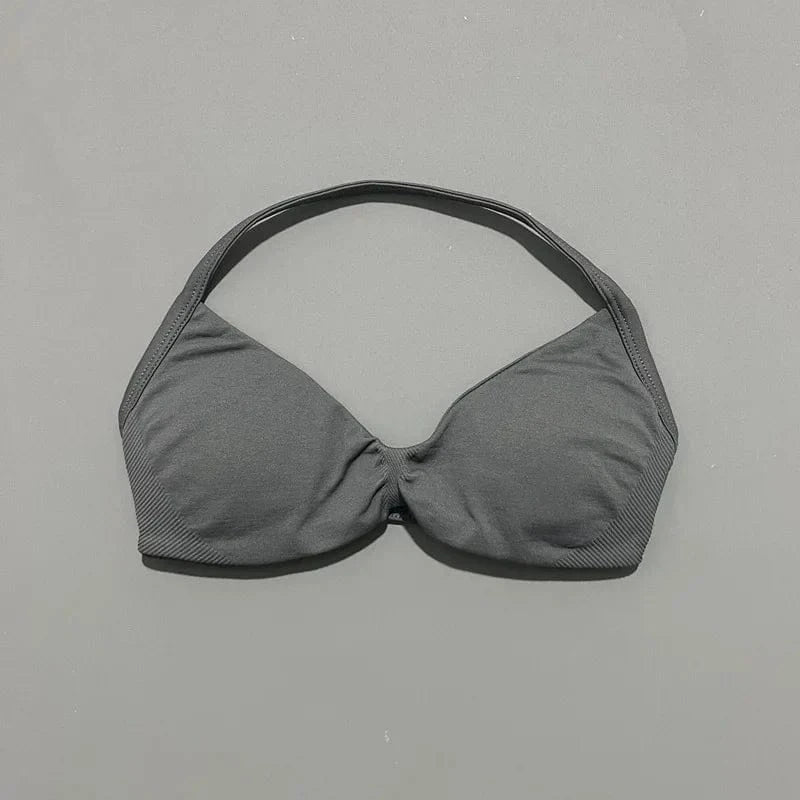 HISTELLO Impact Strappy Bra Gym Top Women High Support Thin Strap Halter Sports Seamless Bras Scrunch Push-up Workout Yoga Tanks - A-1 Thread Vault