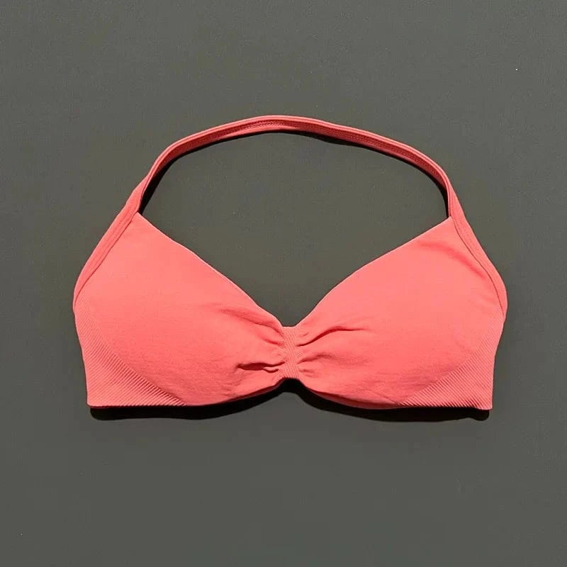 HISTELLO Impact Strappy Bra Gym Top Women High Support Thin Strap Halter Sports Seamless Bras Scrunch Push-up Workout Yoga Tanks - A-1 Thread Vault