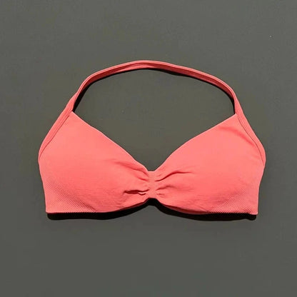 HISTELLO Impact Strappy Bra Gym Top Women High Support Thin Strap Halter Sports Seamless Bras Scrunch Push-up Workout Yoga Tanks - A-1 Thread Vault