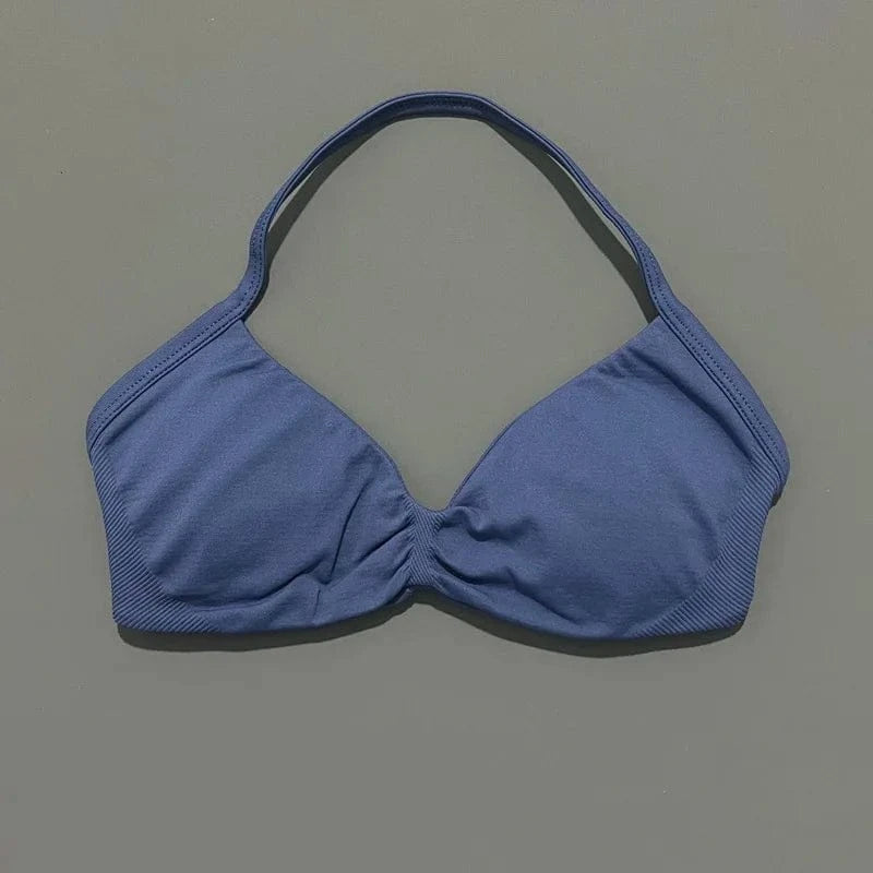 HISTELLO Impact Strappy Bra Gym Top Women High Support Thin Strap Halter Sports Seamless Bras Scrunch Push-up Workout Yoga Tanks - A-1 Thread Vault