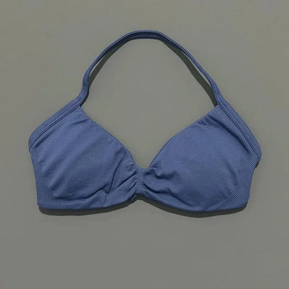 HISTELLO Impact Strappy Bra Gym Top Women High Support Thin Strap Halter Sports Seamless Bras Scrunch Push-up Workout Yoga Tanks - A-1 Thread Vault