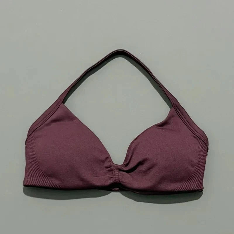 HISTELLO Impact Strappy Bra Gym Top Women High Support Thin Strap Halter Sports Seamless Bras Scrunch Push-up Workout Yoga Tanks - A-1 Thread Vault