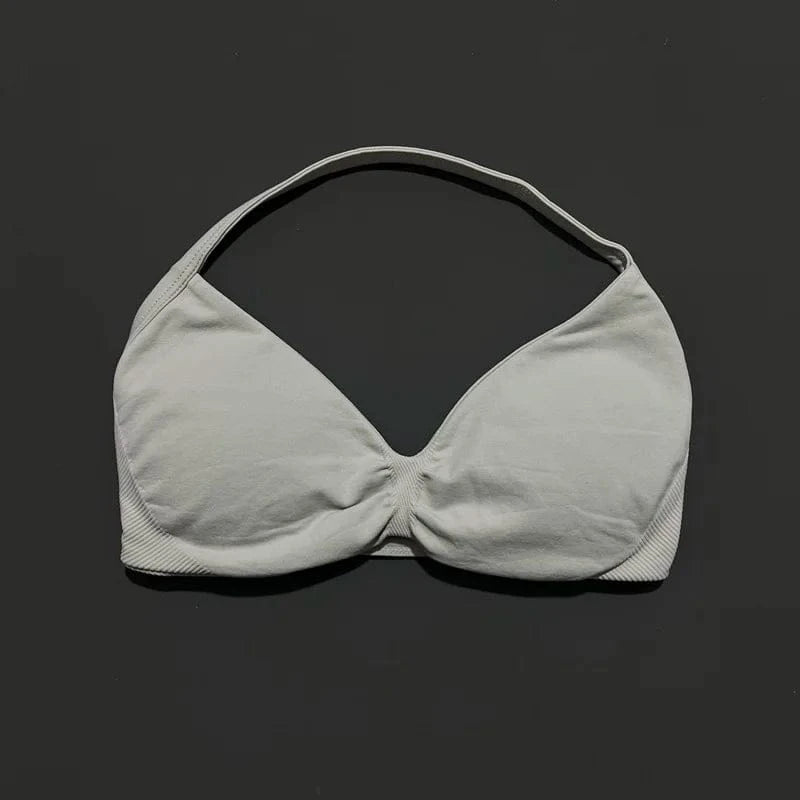 HISTELLO Impact Strappy Bra Gym Top Women High Support Thin Strap Halter Sports Seamless Bras Scrunch Push-up Workout Yoga Tanks - A-1 Thread Vault