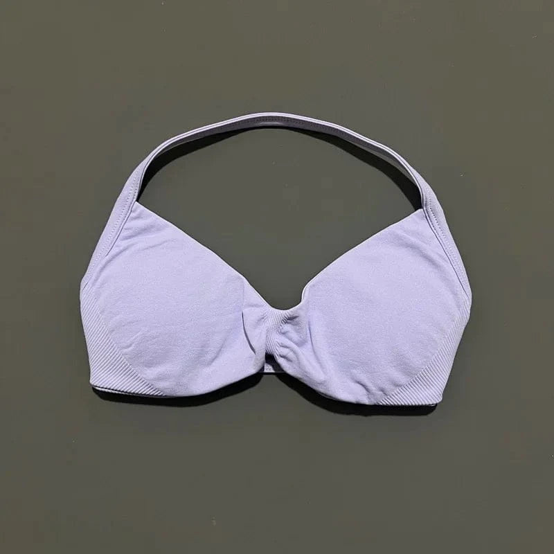 HISTELLO Impact Strappy Bra Gym Top Women High Support Thin Strap Halter Sports Seamless Bras Scrunch Push-up Workout Yoga Tanks - A-1 Thread Vault