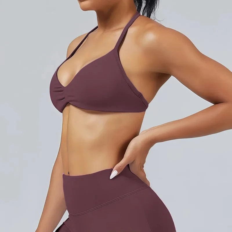HISTELLO Impact Strappy Bra Gym Top Women High Support Thin Strap Halter Sports Seamless Bras Scrunch Push-up Workout Yoga Tanks - A-1 Thread Vault