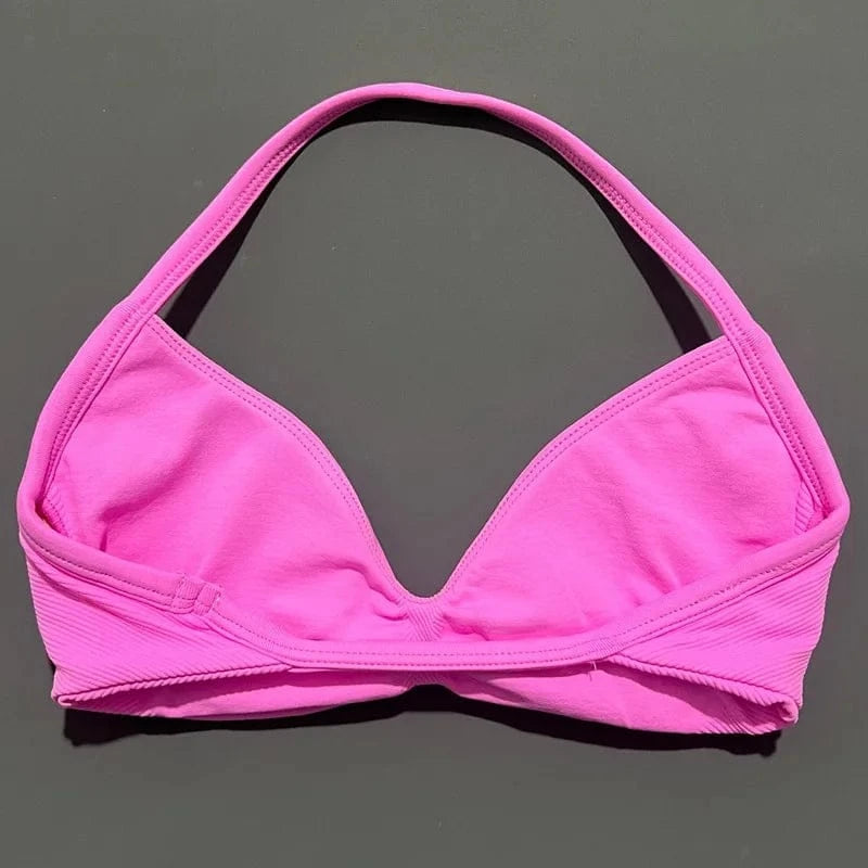 HISTELLO Impact Strappy Bra Gym Top Women High Support Thin Strap Halter Sports Seamless Bras Scrunch Push-up Workout Yoga Tanks - A-1 Thread Vault
