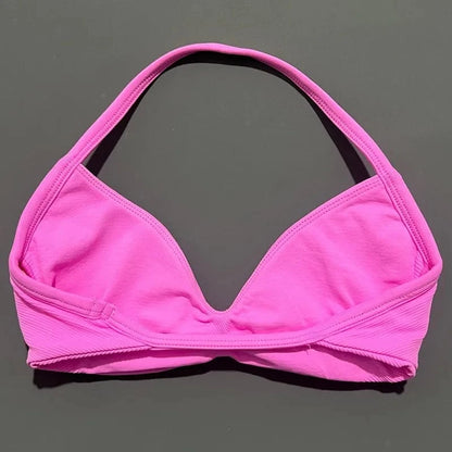 HISTELLO Impact Strappy Bra Gym Top Women High Support Thin Strap Halter Sports Seamless Bras Scrunch Push-up Workout Yoga Tanks - A-1 Thread Vault