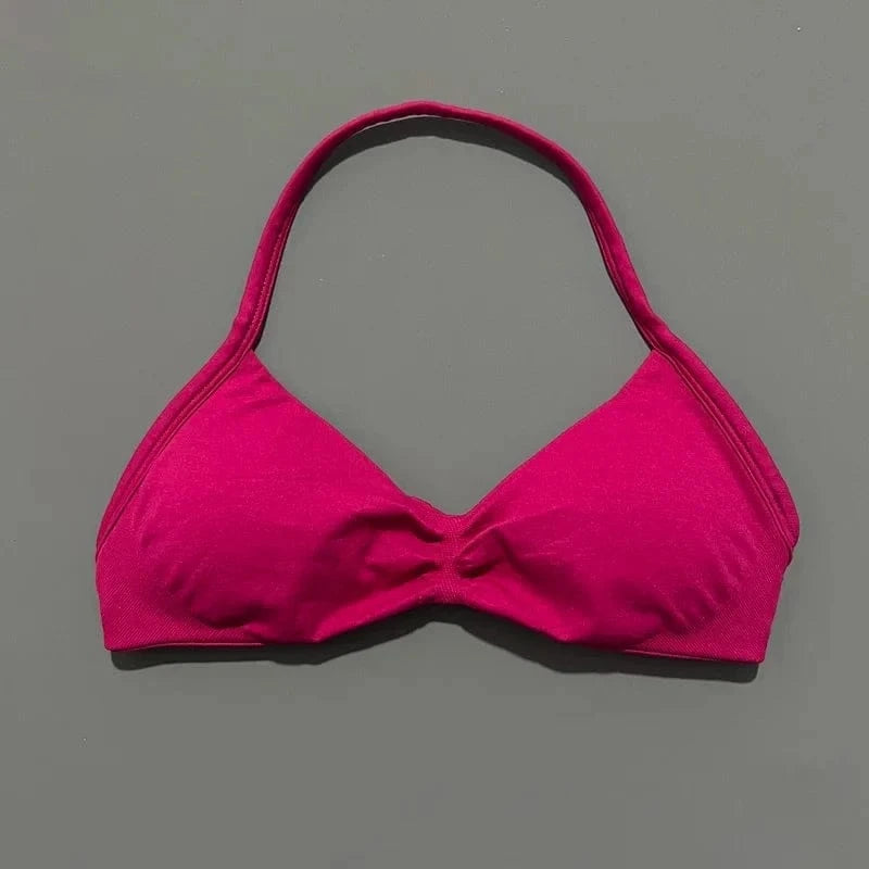 HISTELLO Impact Strappy Bra Gym Top Women High Support Thin Strap Halter Sports Seamless Bras Scrunch Push-up Workout Yoga Tanks - A-1 Thread Vault