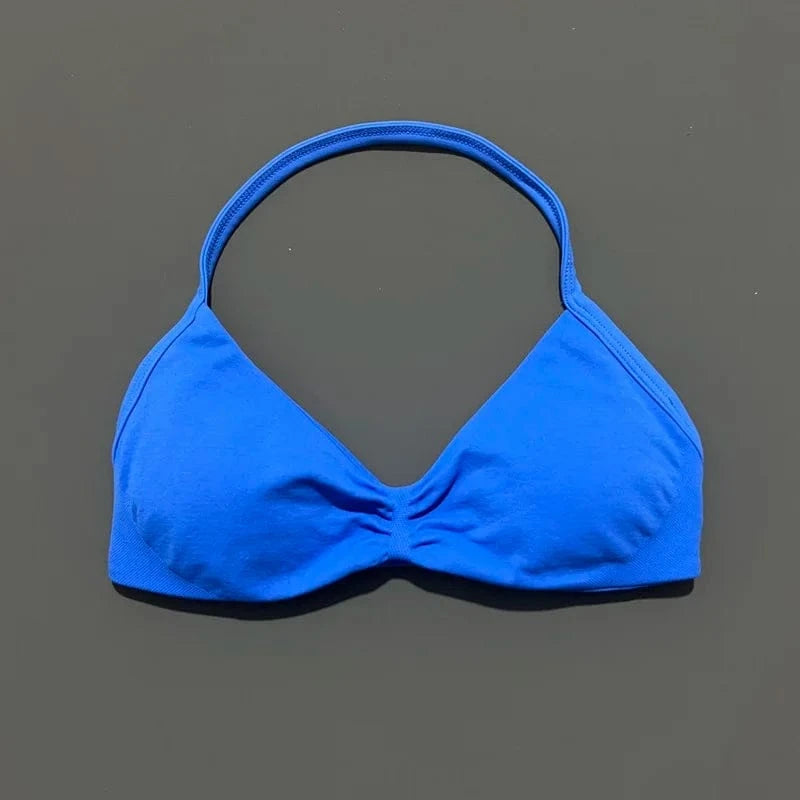 HISTELLO Impact Strappy Bra Gym Top Women High Support Thin Strap Halter Sports Seamless Bras Scrunch Push-up Workout Yoga Tanks - A-1 Thread Vault