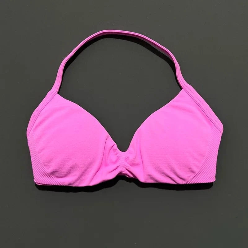 HISTELLO Impact Strappy Bra Gym Top Women High Support Thin Strap Halter Sports Seamless Bras Scrunch Push-up Workout Yoga Tanks - A-1 Thread Vault