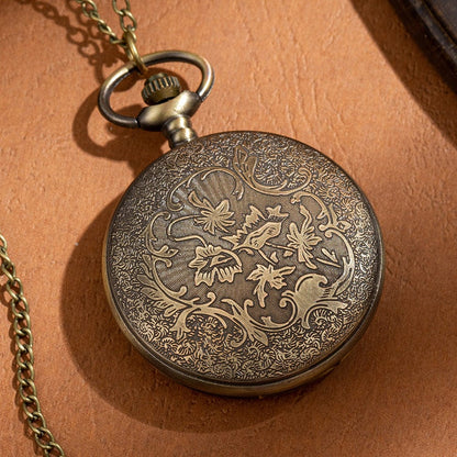 Hollow Classical Mechanical Parts Bronze Mechanical Pocket Watch - A-1 Thread Vault