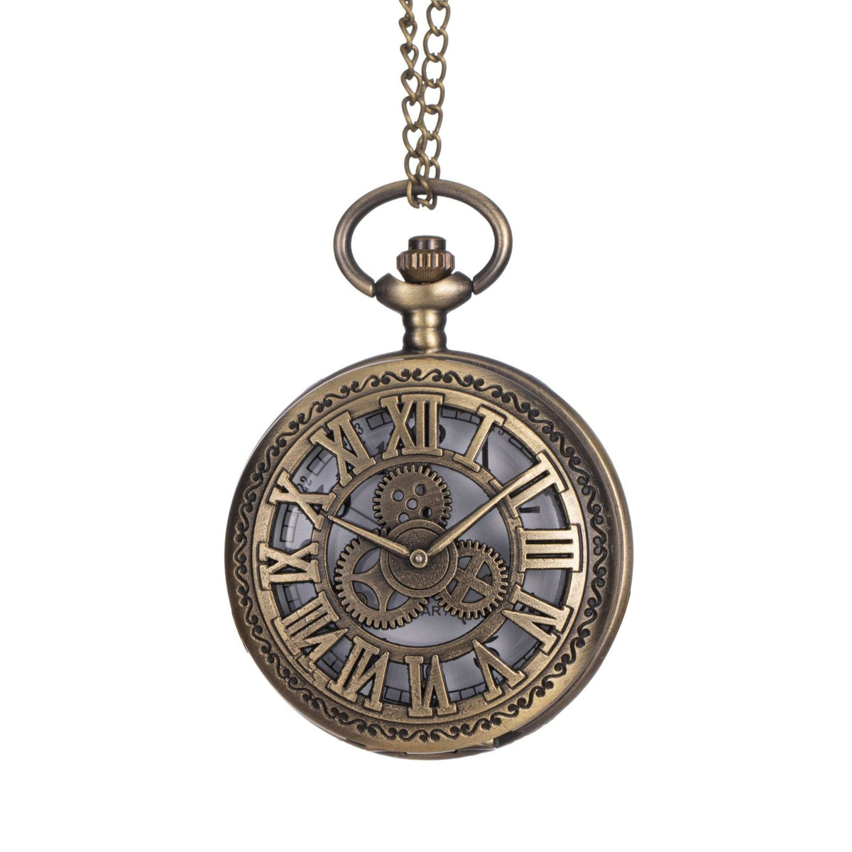 Hollow Classical Mechanical Parts Bronze Mechanical Pocket Watch - A-1 Thread Vault