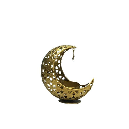 Hollow Moon Candle Holder – Iron Ramadan Decorative Accent (MAC379) - A-1 Thread Vault
