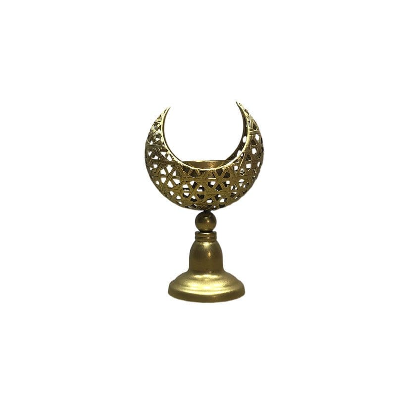 Hollow Moon Candle Holder – Iron Ramadan Decorative Accent (MAC379) - A-1 Thread Vault