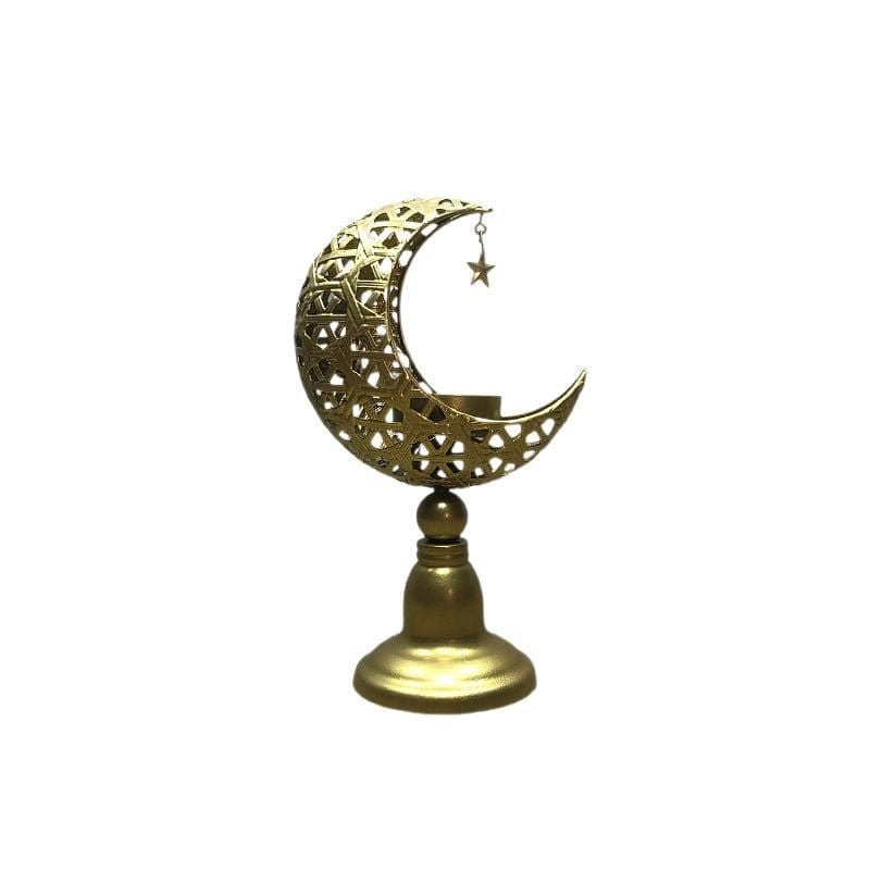 Hollow Moon Candle Holder – Iron Ramadan Decorative Accent (MAC379) - A-1 Thread Vault