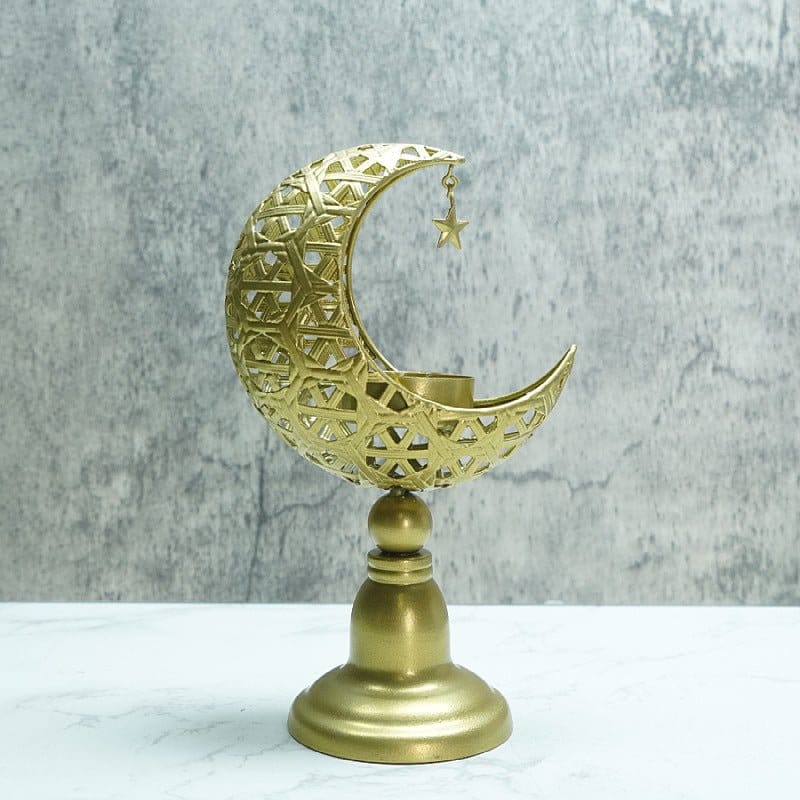 Hollow Moon Candle Holder – Iron Ramadan Decorative Accent (MAC379) - A-1 Thread Vault