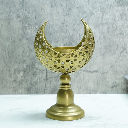 Hollow Moon Candle Holder – Iron Ramadan Decorative Accent (MAC379) - A-1 Thread Vault