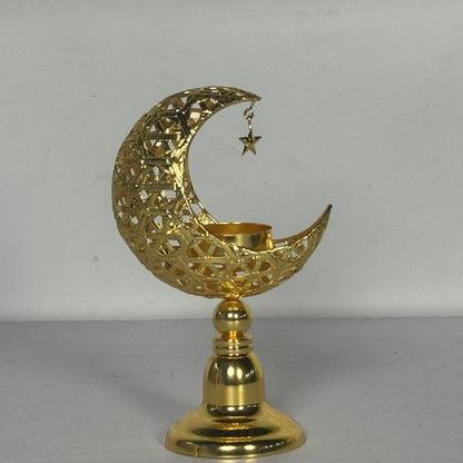 Hollow Moon Candle Holder – Iron Ramadan Decorative Accent (MAC379) - A-1 Thread Vault
