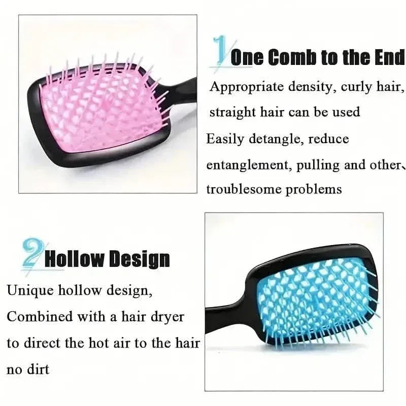 Hollow Out Hairdressing Comb Anti-Static Detangling Hair Brush Scalp Massage Hair Brush For All Hair Types - A-1 Thread Vault