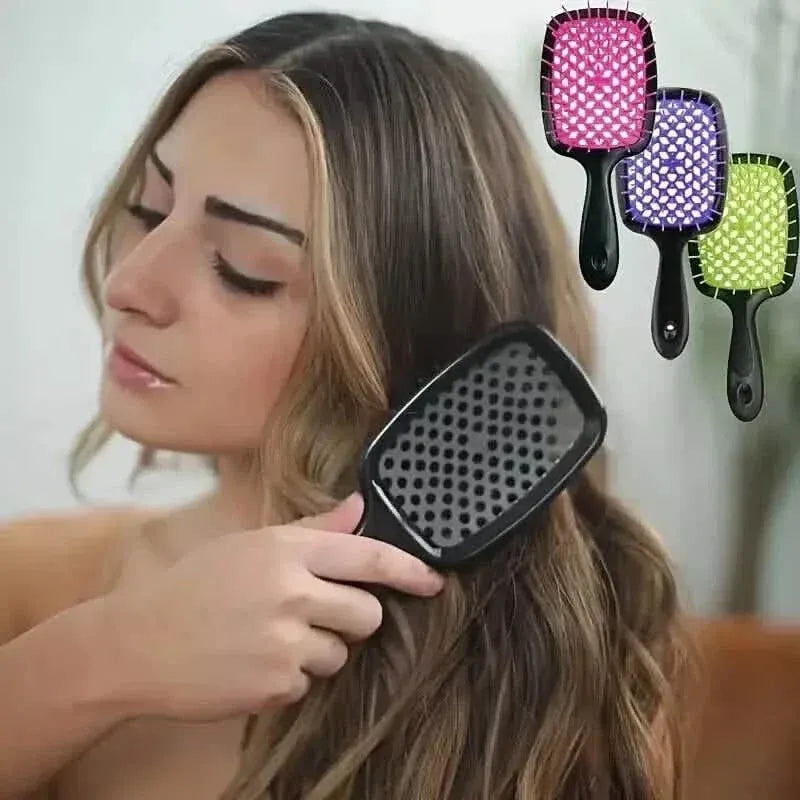 Hollow Out Hairdressing Comb Anti-Static Detangling Hair Brush Scalp Massage Hair Brush For All Hair Types - A-1 Thread Vault