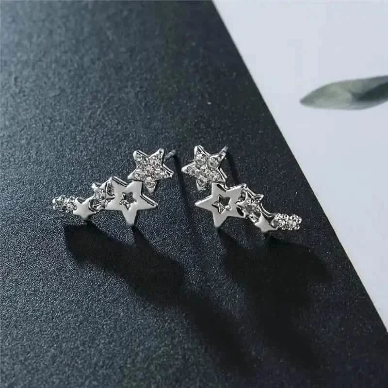 Hollow Star Earrings Zinc Alloy with Rhinestone Accents - A-1 Thread Vault