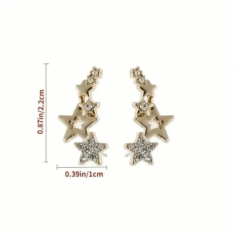Hollow Star Earrings Zinc Alloy with Rhinestone Accents - A-1 Thread Vault