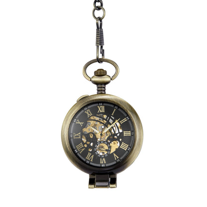 Hollowed-out Magnifying-glass Flip Mechanical Pocket Watch - A-1 Thread Vault