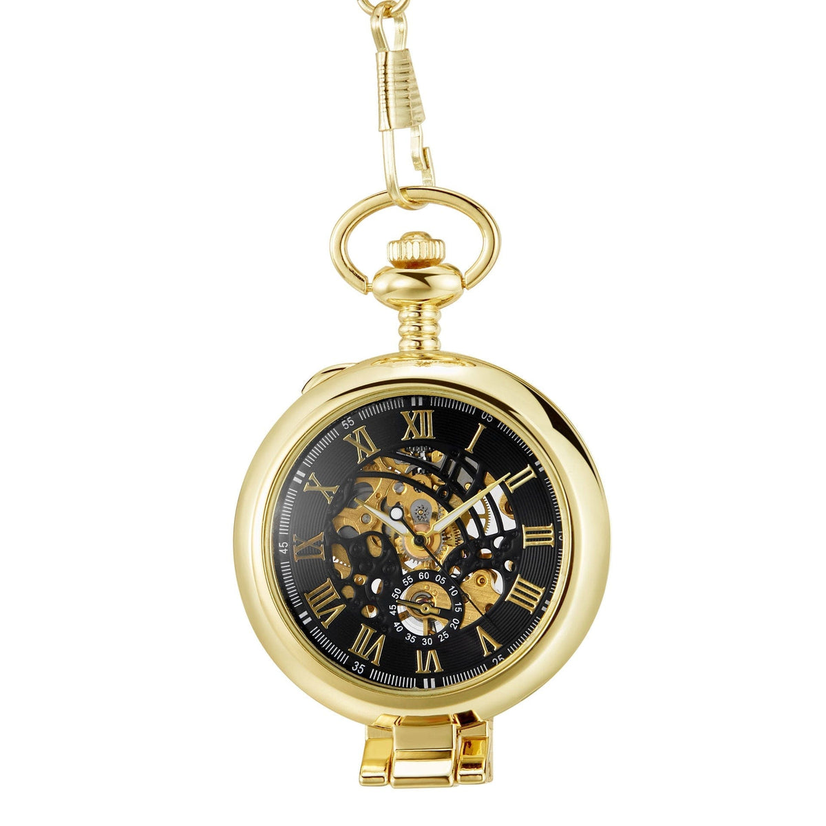 Hollowed-out Magnifying-glass Flip Mechanical Pocket Watch - A-1 Thread Vault