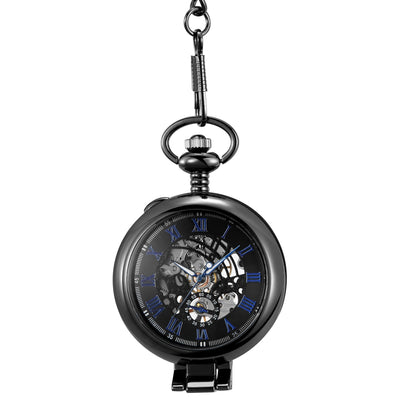 Hollowed-out Magnifying-glass Flip Mechanical Pocket Watch - A-1 Thread Vault